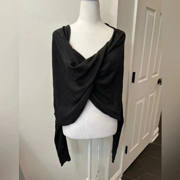 Lululemon Iconic Wrap Sweater Heathered Black Grey Size 6 - Picture 6 of 7